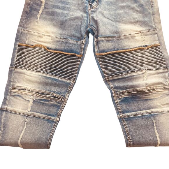 KDNK Comfort Stretch Distressed Moto Denim Jeans - Picture 11 of 16